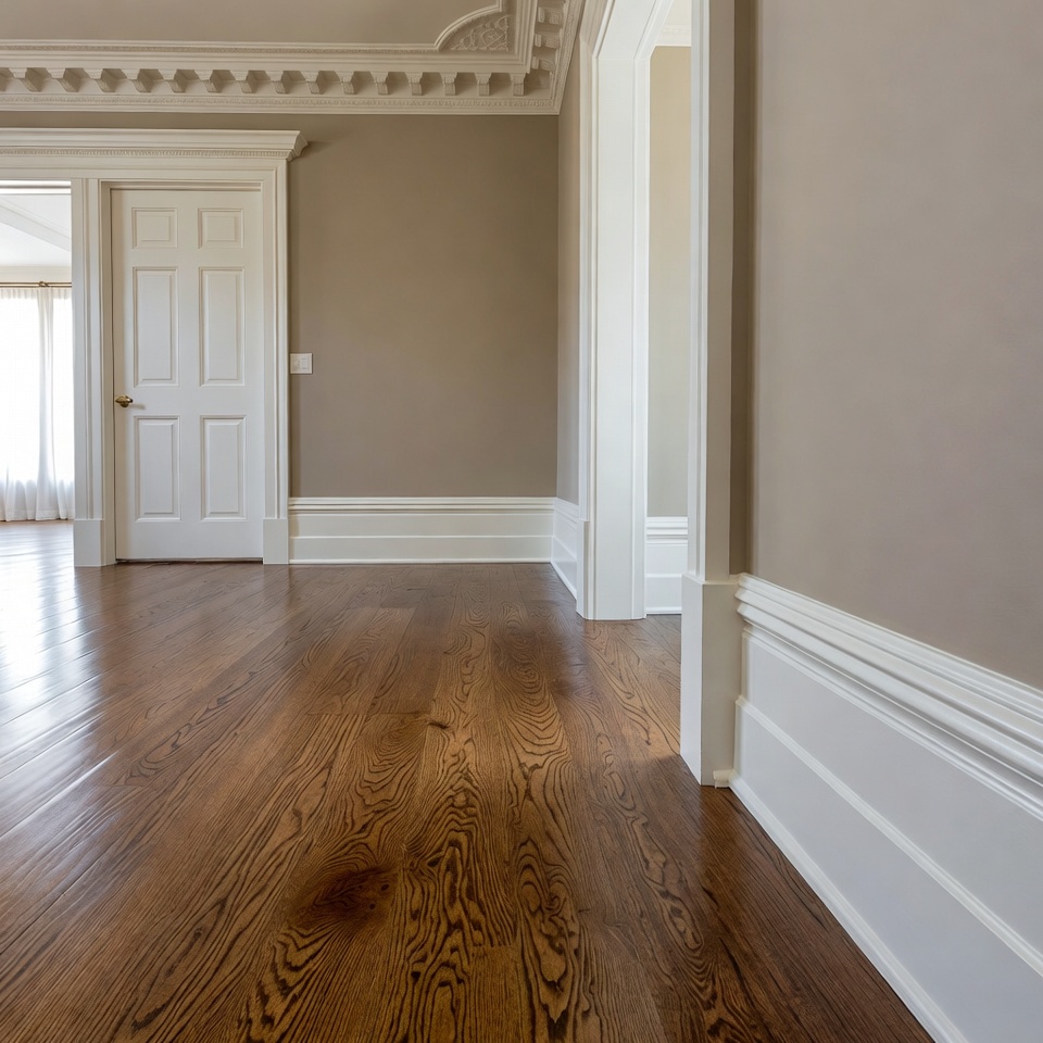 Hardwood trim and baseboard carpentry